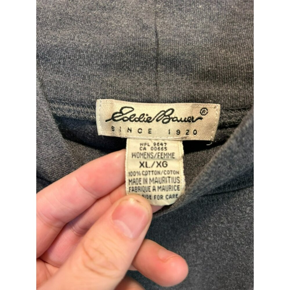Vintage EDDIE BAUER Women's Charcoal Gray Long Sleeve High Neck T-Shirt XL - Picture 2 of 3
